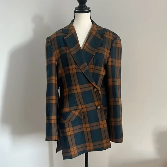 Plaid Blazer Wool Jacket - Picture 3 of 13